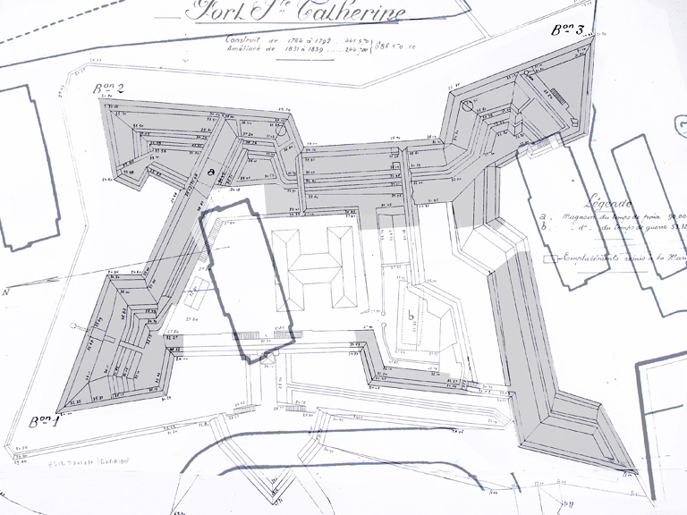 Plan des parties conservées. [Fort Sainte-Catherine. Toulon] 2011