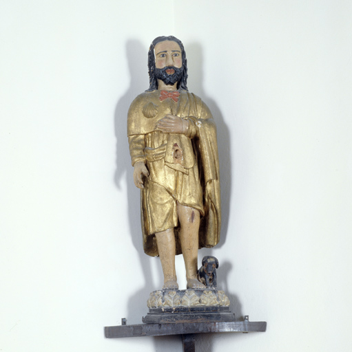 groupe sculpté (groupe relié, petite nature) : saint Roch de Montpellier