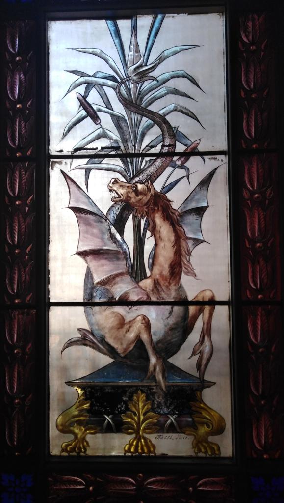 ensemble de quatre verrières de la cage d'escalier