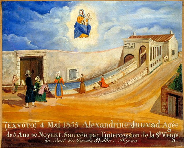 tableau, ex-voto : Alexandrine Jauvad risquant de se noyer