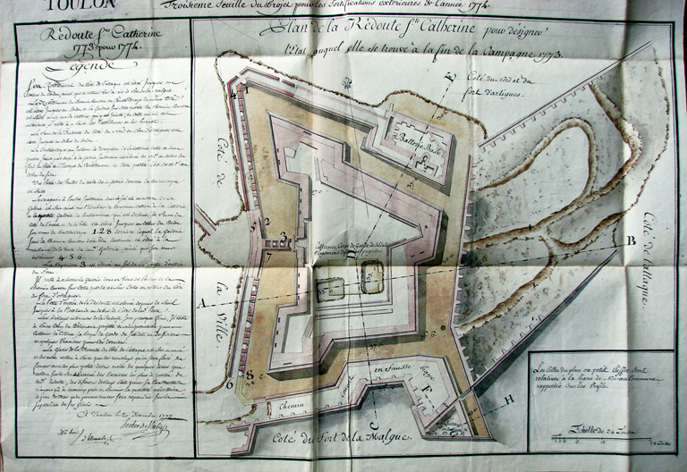 Plan de la redoute Ste-Catherine pour désigner l'état où elle se trouve à la fin de la campagne 1773. 1773-1774.