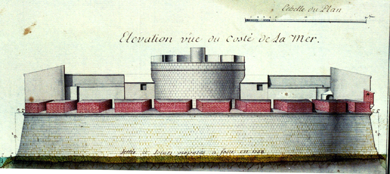 Elévation vue du costé de la mer. [Fort Saint-Louis] 1758.