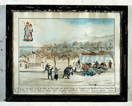 ex-voto, tableau : Charrette écrasée par un tramway, famille Tordo