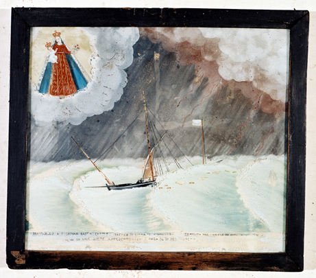 ex-voto, tableau : Bateau dans la tempête, une felouque