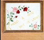 ex-voto, tableau de broderie : Remerciements et roses rouges