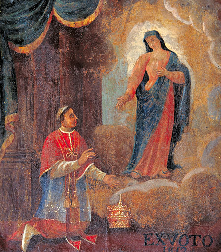 tableau, ex-voto : Pie VII agenouillé devant la Vierge