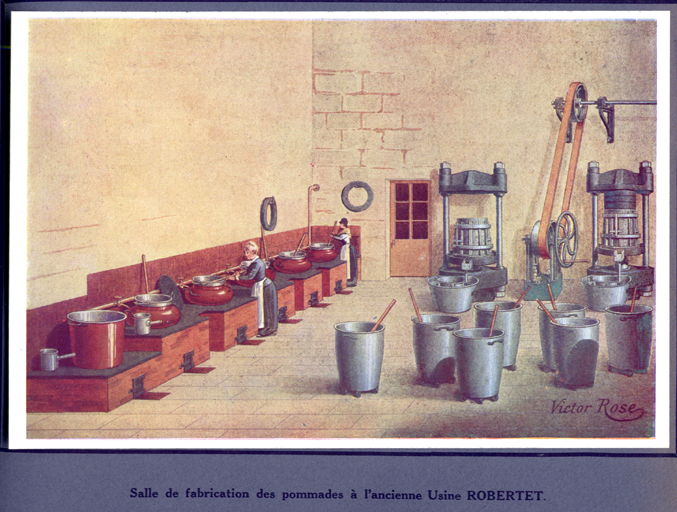 Salle de fabrication des pommades à l'ancienne usine Robertet.