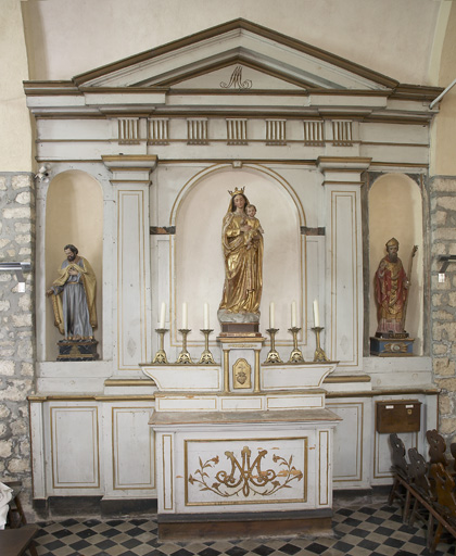 autel, gradins d'autel (2), tabernacle, retable de la Vierge
