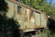 Matériel de transport ferroviaire : fourgon OCEM type 1929 à 2 essieux et rivets apparents