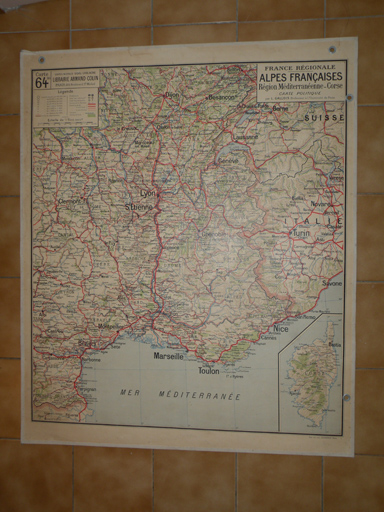 carte murale : France régionale. Alpes françaises. Région méditerranéenne - Corse