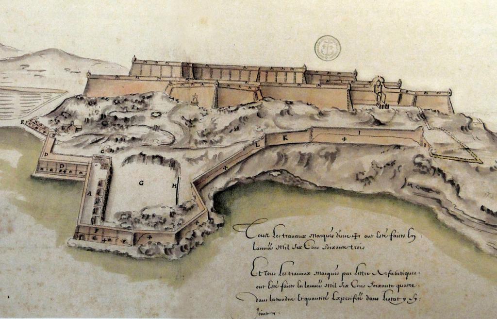 [Vue panoramique de la citadelle prise de la tour Saint Jean],1665.  
