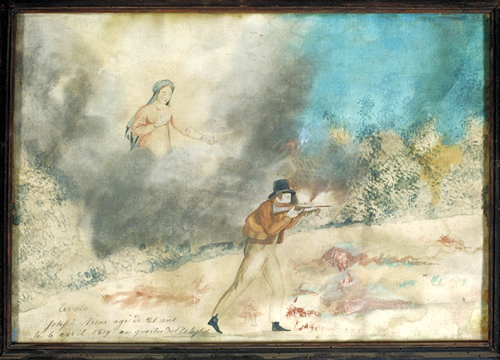 tableau, ex-voto : Accident de chasse de Joseph Arène