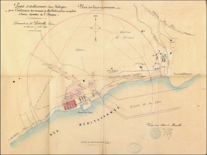 ensemble de fabrication des métaux et ensemble d'industrie chimique : Compagnie des minerais de Rio Tinto, Société des produits chimiques de Marseille-l'Estaque, Osseine Paul Brunon, Mital Cambon et Compagnie, Société minière et métallurgique Penarroya, Société Kuhlmann