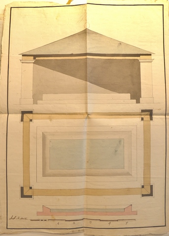 [Projet de lavoir public : plan, coupe et élévation, septembre 1806.]