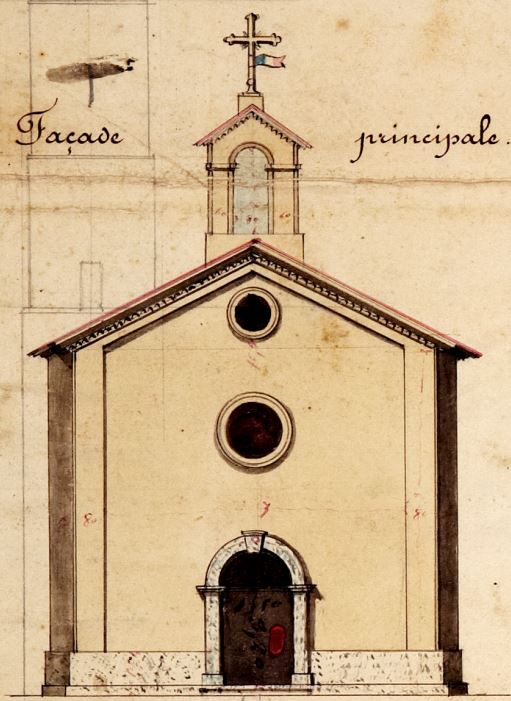 Détail du projet de Piattini : façade principale.