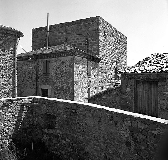 La tour-donjon en 1982, vue d'ensemble prise du nord-ouest.