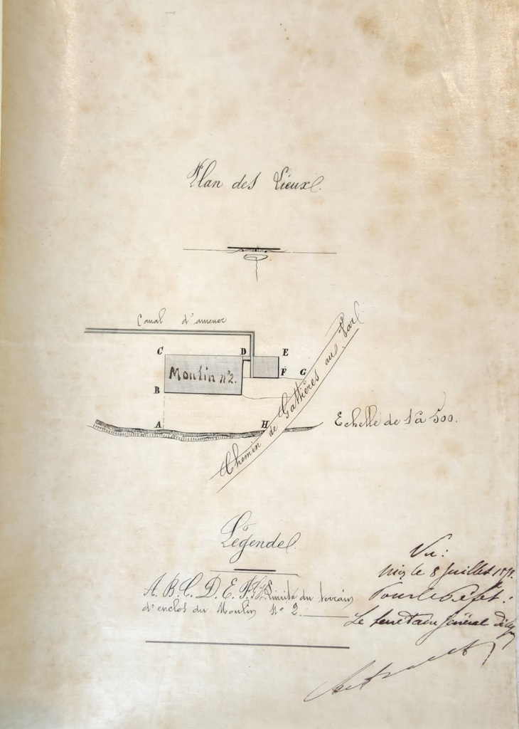 Moulin n°2. Plan des lieux. [Moulin dit de Cairanq, parcelle 1833 D 726, 2024 D 2509].