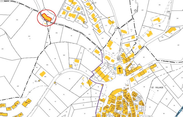 Plan de masse et de situation d'après le cadastre de 2021, section 000C. Echelle d'origine 1/500e.