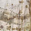 Ecart. Vue détaillée de Plan-de-Bourg, avec roubines, champs cultivés, vergers et cabanes du terroir de l'Eysselle.