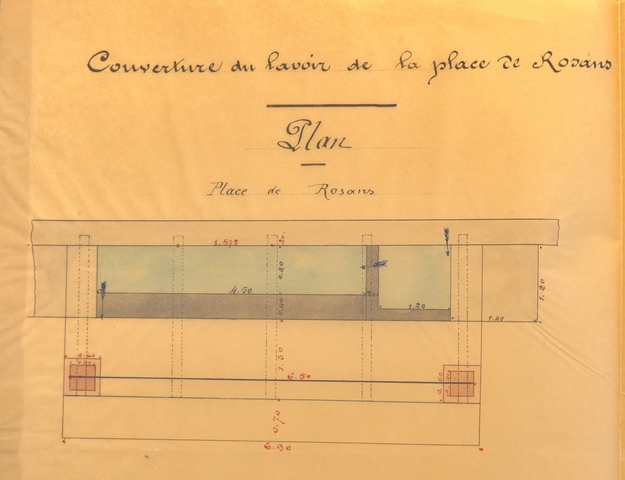 [Projet de couverture du Lavoir de la Place : plan, 1890.]