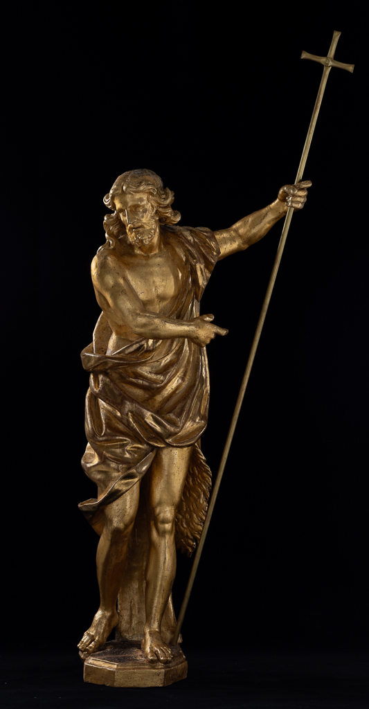 ensemble de 2 consoles et de 2 statues : saint Jean Baptiste, saint François de Sales