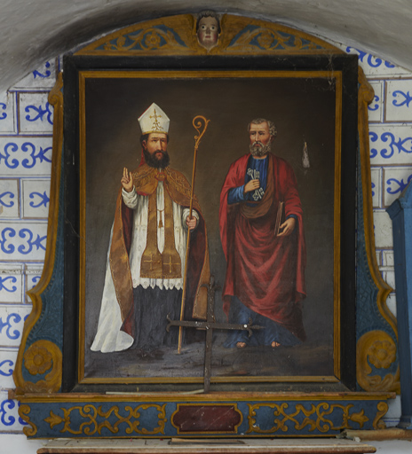 Gradin d'autel, retable et tableau d'autel : saint Pierre et saint Evêque