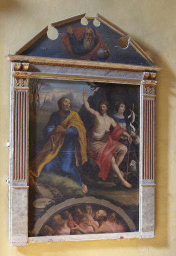 tableau : Saint Jean-Baptiste, saint Pierre et sainte, cadre