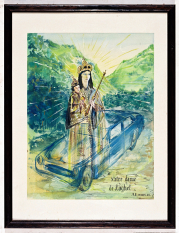 ex-voto, tableau : Vierge de Laghet protégeant une automobile