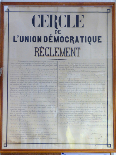 affiche : règlement du cercle de l'Union Démocratique
