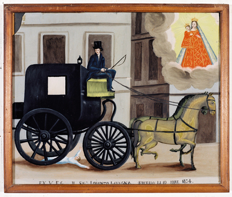 ex-voto, tableau : Enfant sous les roues d'un fiacre, Lorenzo Lavagna