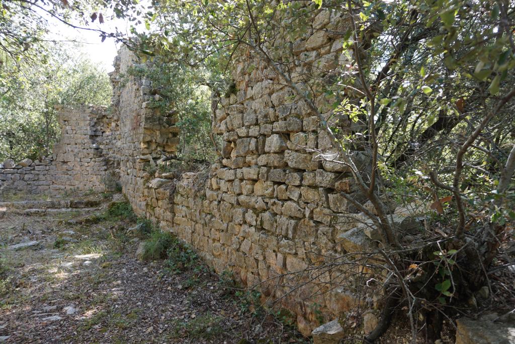 Vue des vestiges de l’élévation sud de la chapelle Saint-Martin depuis le nord-ouest.