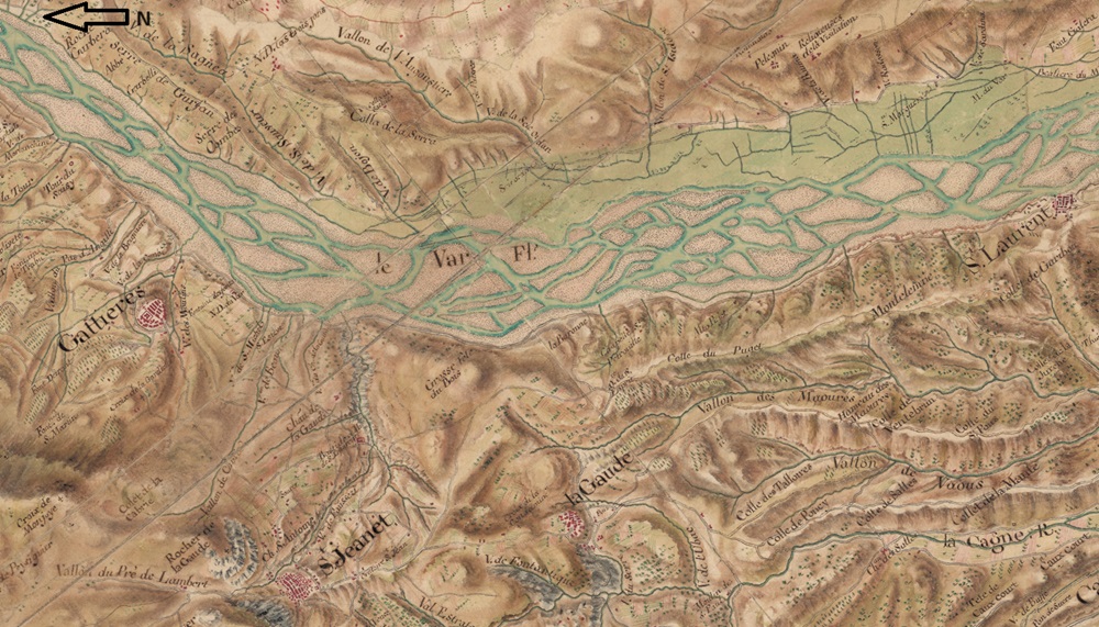 Cartes des frontières Est de la France, de Colmars à Marseille. [Détail de la feuille 194-8 : le Var, 1764-1778].