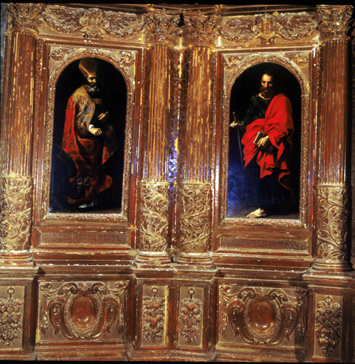ensemble de 4 tableaux : Saint Pierre apôtre, Saint Paul de Tarse, Saint Véran, Saint Louis roi
