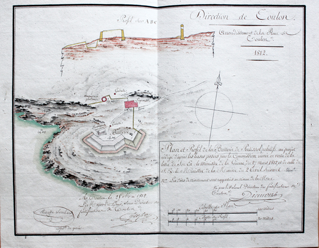 Plan et profils de la batterie de Portissol, [...] 1812.