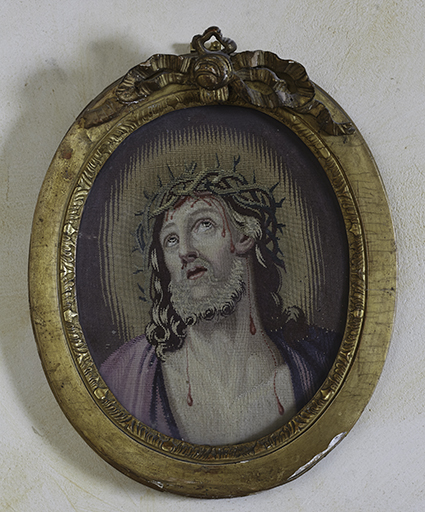 Tableau de broderie, cadre : Ecce Homo