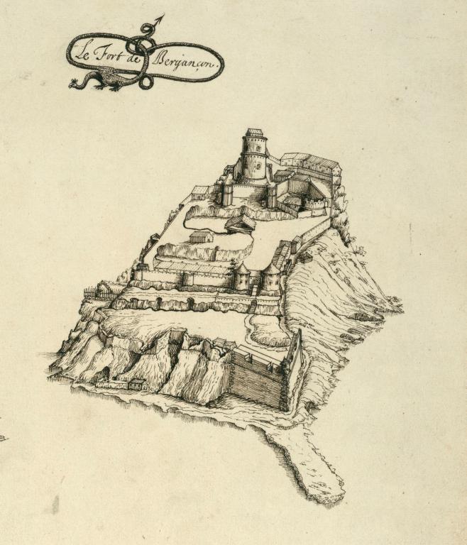 Le fort de Bergançon [vue cavalière]. 1647.