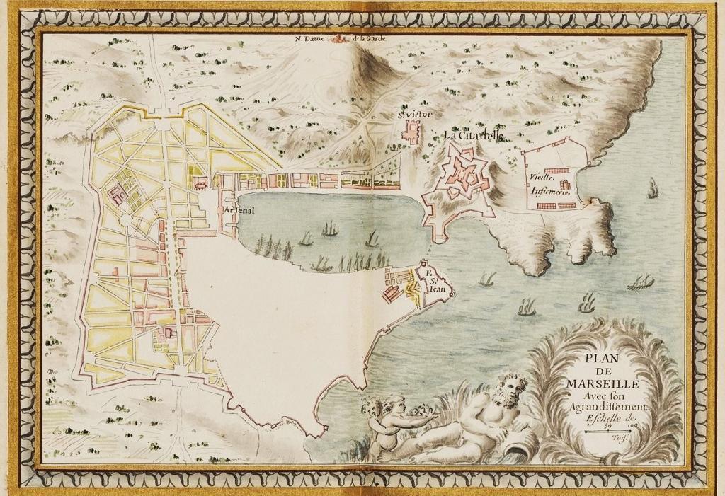  Plan de Marseille avec ses agrandissements, 1676.