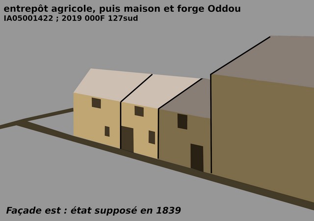 Façade est, état supposé en 1839.