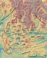 Carte physique de la communauté de communes Alpes Provence Verdon (anciennement Pays Asses, Verdon, Vaïre, Var), d'après la carte de l'IGN.