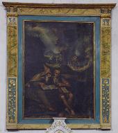Retable et tableau d'autel : visite de saint Antoine abbé à saint Paul ermite