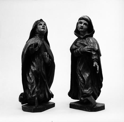 ensemble de 2 statues : Saint Dominique, Sainte Catherine de Sienne