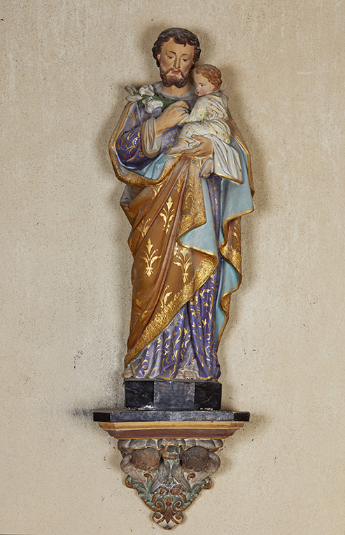 Groupe sculpté (petite nature) : saint Joseph et l'Enfant et console