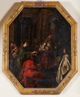 Paire de tableaux, cadres : Assomption de la Vierge en présence des apôtres et Présentation de Jésus au temple
