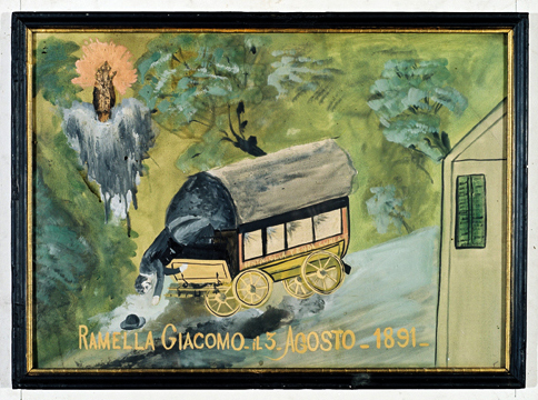 ex-voto, tableau : Chute d'un homme tombant de la diligence Vintimille-Tende-Cuneo, Giacomo Ramella