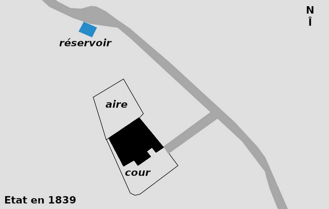 Emprise du bâti d'après le plan cadastral de 1839.