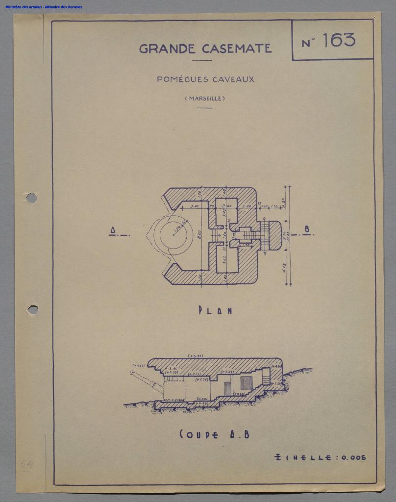 [Plan d'une casemate allemande de la batterie de Caveaux], 1946.