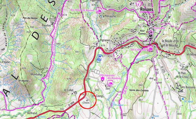 Localisation sur la carte IGN de 2024. Echelle d'origine 1/25 000e.