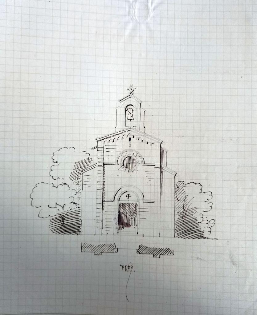 Dessin du projet de construction de l'église paroissiale de Forcalqueiret, 1862.