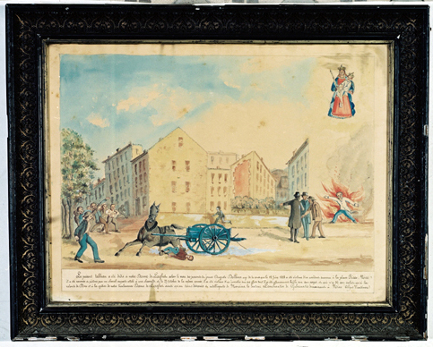 ex-voto, tableau : Enfant sous les roues d'un charreton, enfant près d'un incendie, Auguste Dalbera