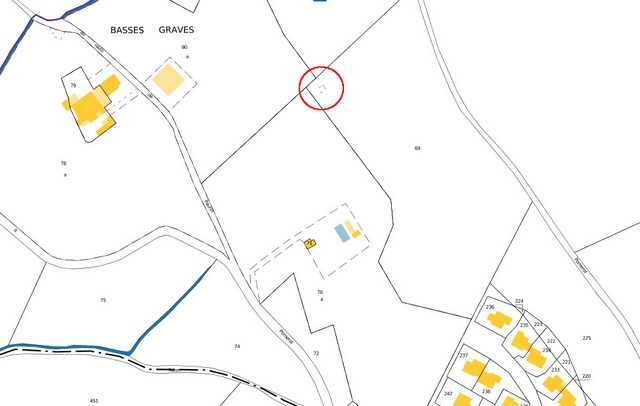 Plan de situation, d'après le cadastre de 2022 (section 000C). Echelle d'origine 1/500e.